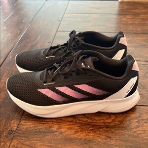 Adidas Women's Black and Light Pink Sneakers - 10.5